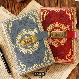 Intricate Locking Journals in Off Black and Red